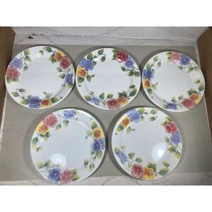 Corning Corelle Summer Blush Pansies Floral salad plates set of 5